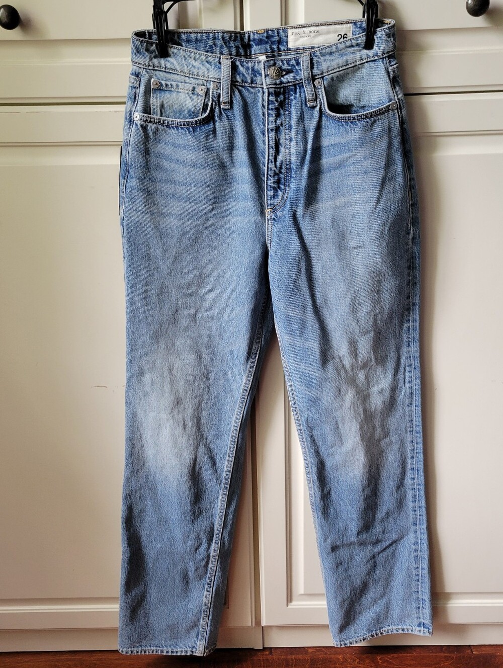 rag & bone Alex Straight Leg High Rise Medium Blue Denim Jeans Size 26 Nwt